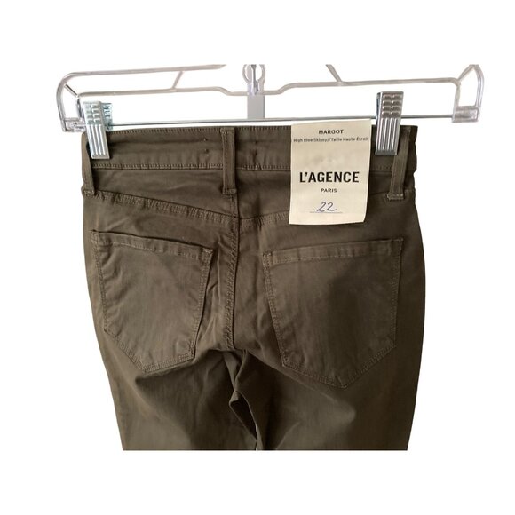 NWT L'AGENCE High Rise Skinny Margot Olive Green Cotton Jeans Size 22 - Picture 5 of 8